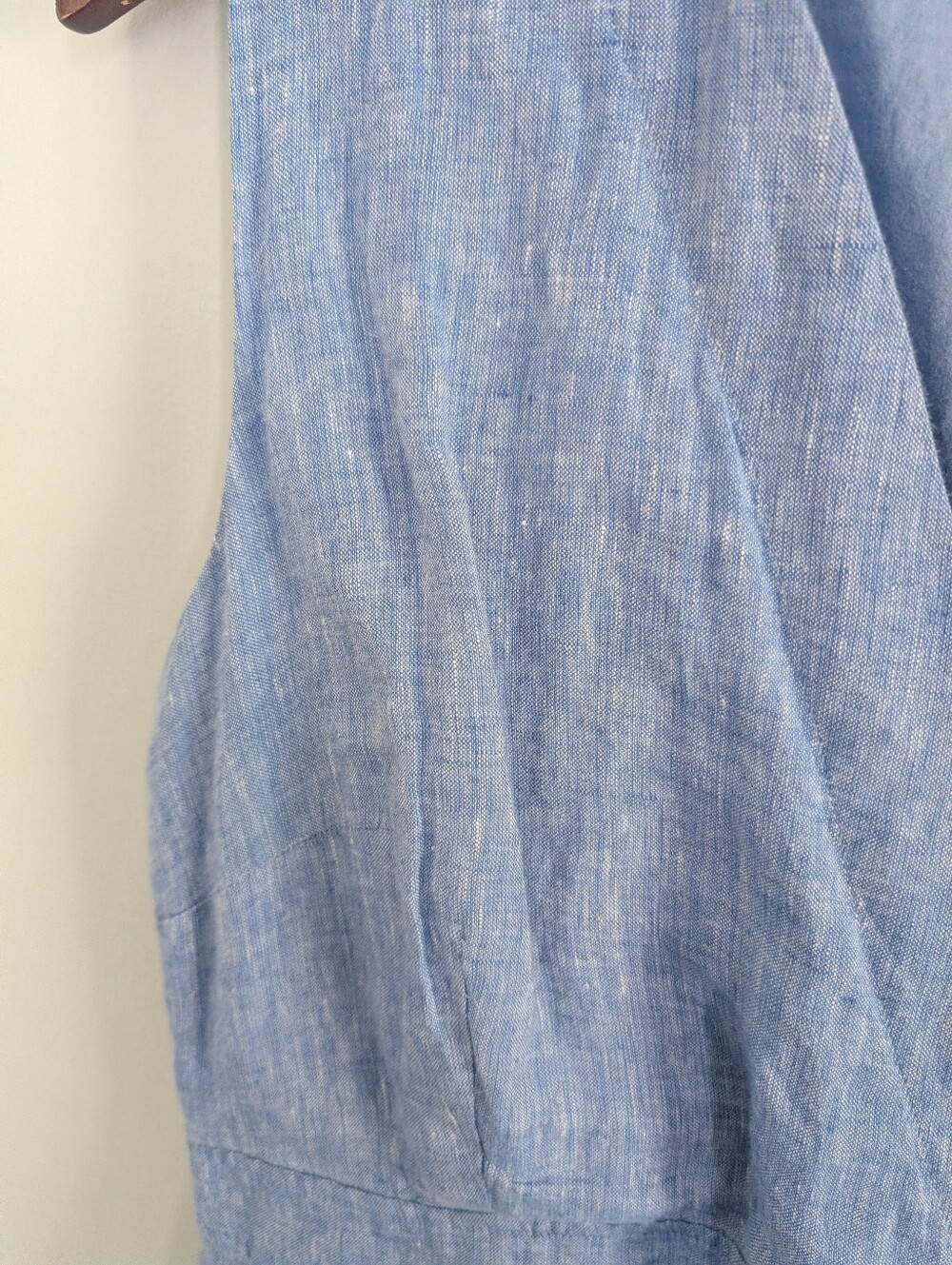 Women's Talbot's Linen Blue Faux Wrap Midi Dress Size 8 - Picture 7 of 10